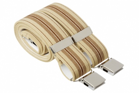 Mixed Brown Striped Trouser Braces With Large Clips